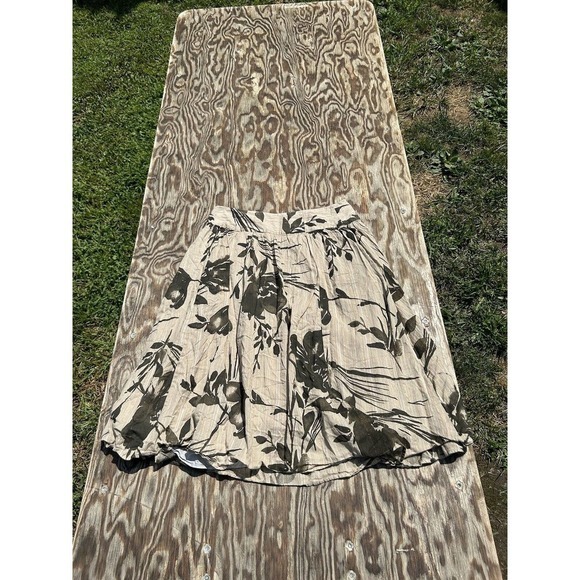 Grace‎ Elements Skirt Cotton Size 10 Floral Tan Brown Gold Floral Spring Zipper - Picture 8 of 8
